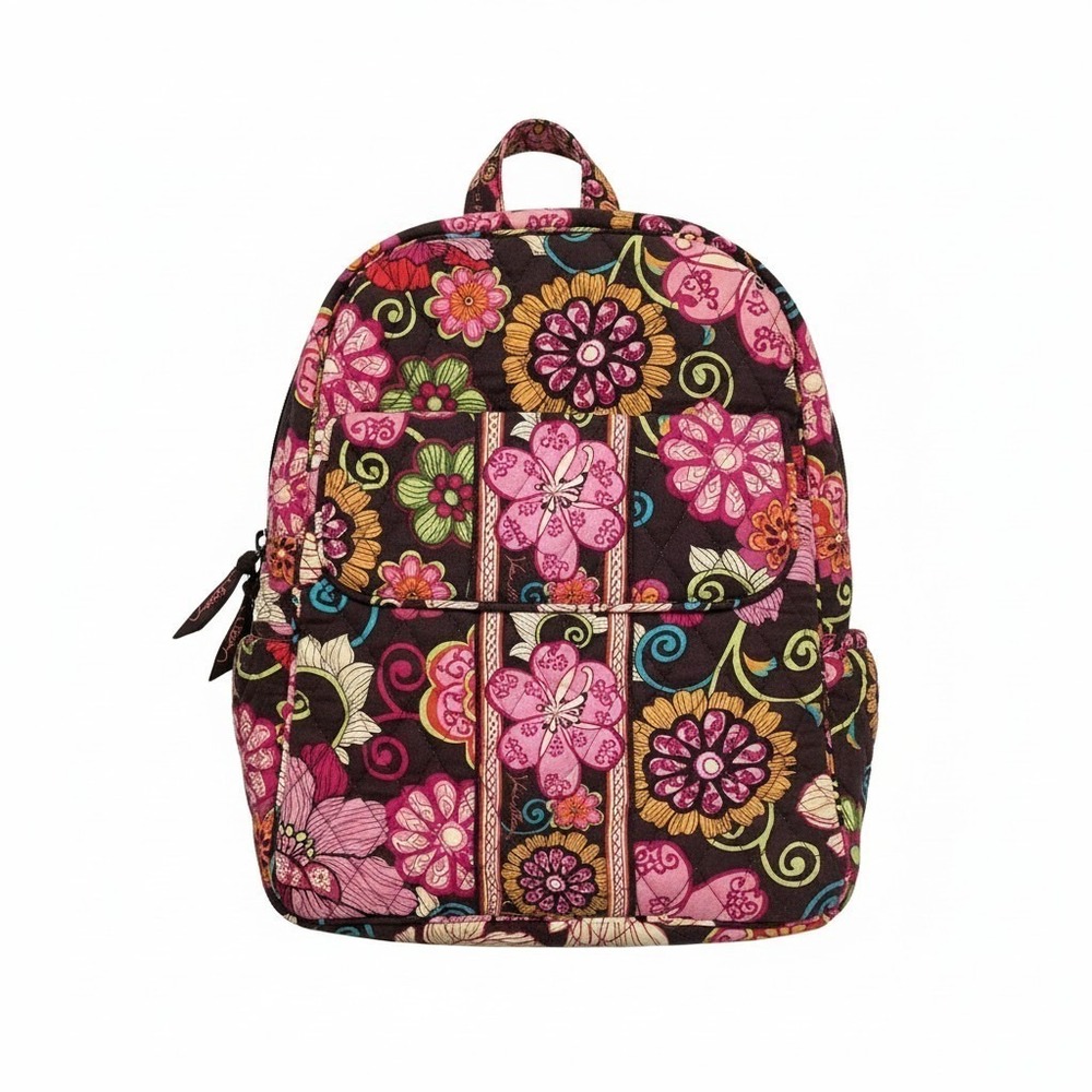 Vera Bradley Retired Mini Backpack Quilted Cotton Floral Brown Pink